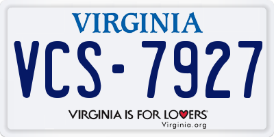 VA license plate VCS7927