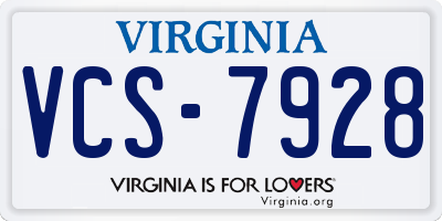 VA license plate VCS7928