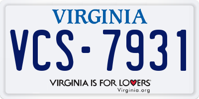 VA license plate VCS7931