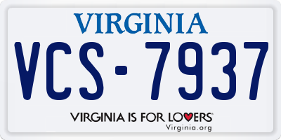 VA license plate VCS7937