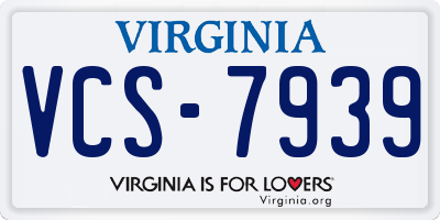 VA license plate VCS7939