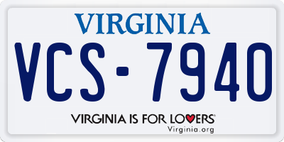VA license plate VCS7940