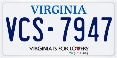 VA license plate VCS7947