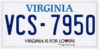 VA license plate VCS7950