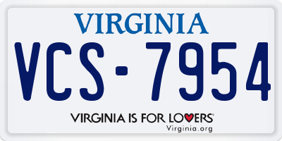 VA license plate VCS7954