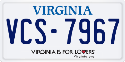 VA license plate VCS7967