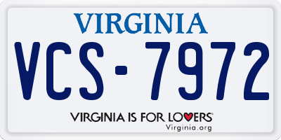 VA license plate VCS7972