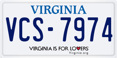 VA license plate VCS7974