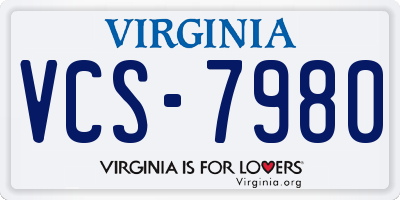 VA license plate VCS7980