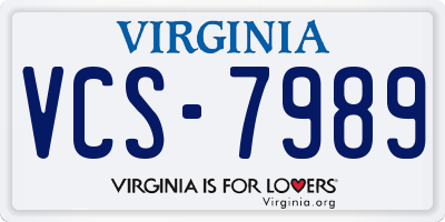 VA license plate VCS7989