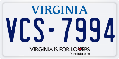 VA license plate VCS7994