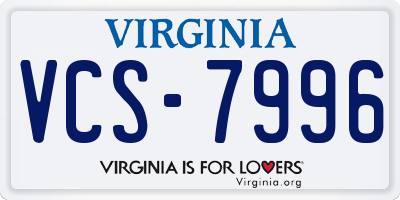 VA license plate VCS7996