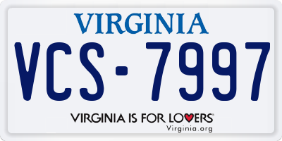 VA license plate VCS7997