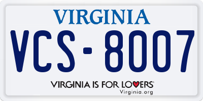 VA license plate VCS8007