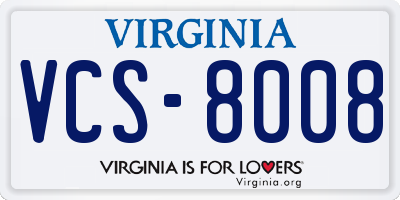VA license plate VCS8008