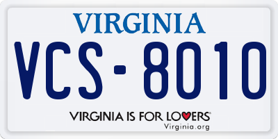 VA license plate VCS8010