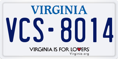 VA license plate VCS8014