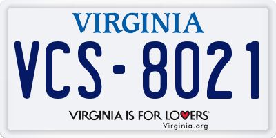 VA license plate VCS8021