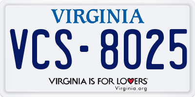 VA license plate VCS8025