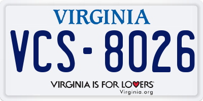 VA license plate VCS8026