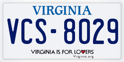 VA license plate VCS8029