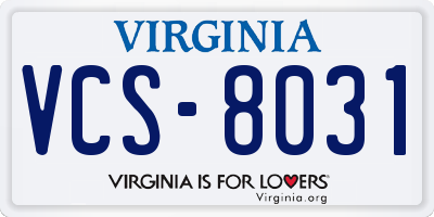 VA license plate VCS8031