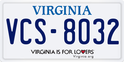 VA license plate VCS8032
