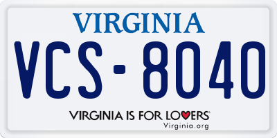VA license plate VCS8040