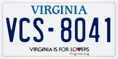 VA license plate VCS8041