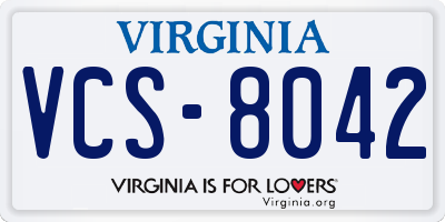 VA license plate VCS8042