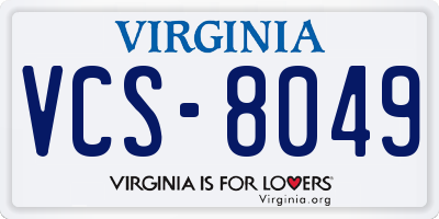 VA license plate VCS8049
