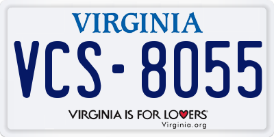 VA license plate VCS8055