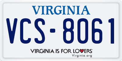 VA license plate VCS8061