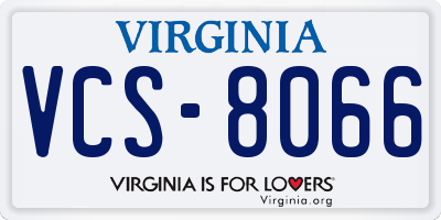 VA license plate VCS8066