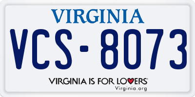 VA license plate VCS8073