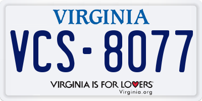VA license plate VCS8077
