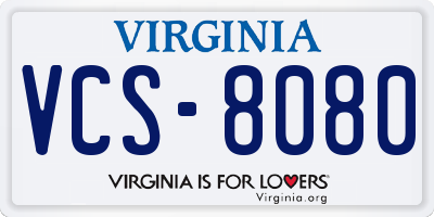 VA license plate VCS8080