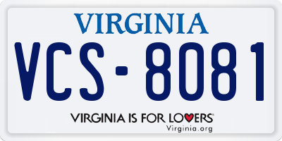 VA license plate VCS8081