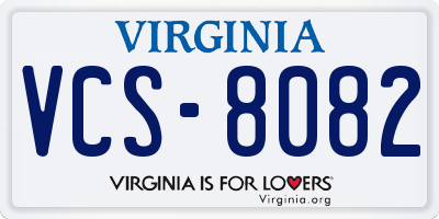 VA license plate VCS8082
