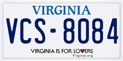 VA license plate VCS8084