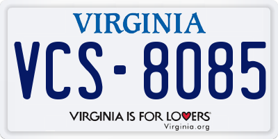 VA license plate VCS8085