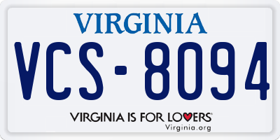 VA license plate VCS8094