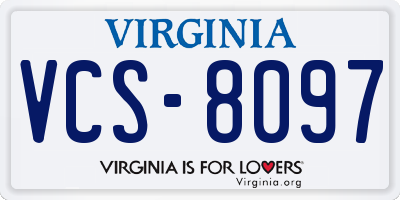VA license plate VCS8097
