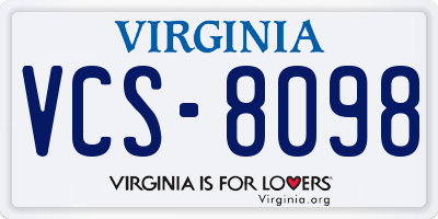 VA license plate VCS8098