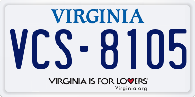 VA license plate VCS8105
