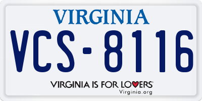 VA license plate VCS8116