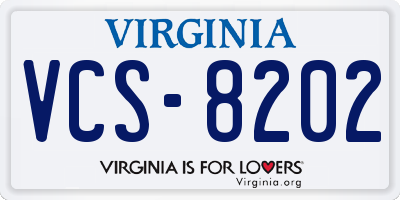 VA license plate VCS8202