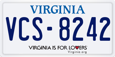 VA license plate VCS8242