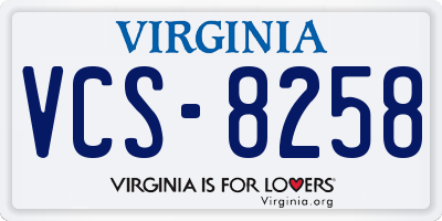 VA license plate VCS8258