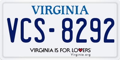VA license plate VCS8292